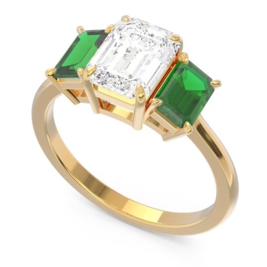 Three Stone Emerald Cut Lepakara Ring