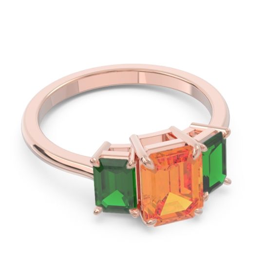 Three Stone Emerald Cut Lepakara Ring