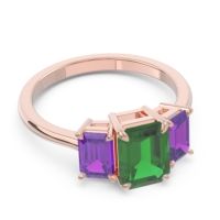 Three Stone Emerald Cut Lepakara Ring