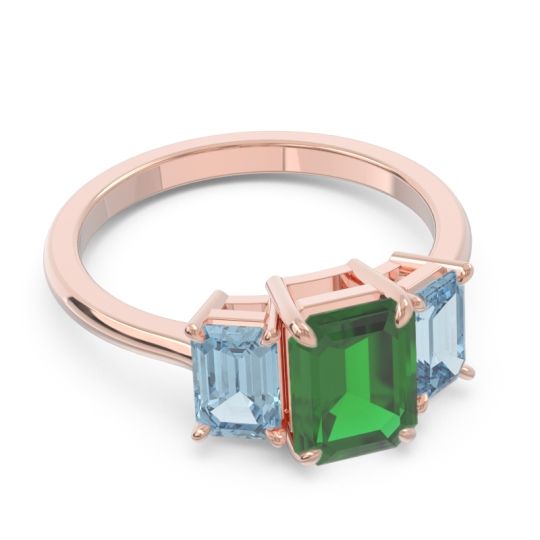 Three Stone Emerald Cut Lepakara Ring