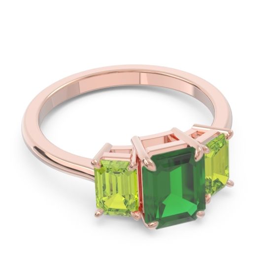 Three Stone Emerald Cut Lepakara Ring