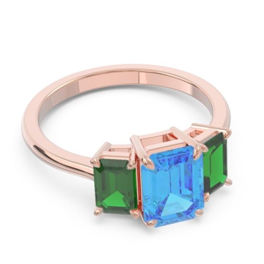Three Stone Emerald Cut Lepakara Ring