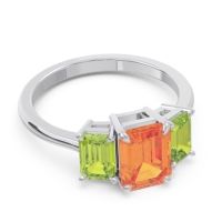 Three Stone Emerald Cut Lepakara Ring