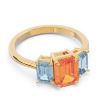 Three Stone Emerald Cut Lepakara Ring