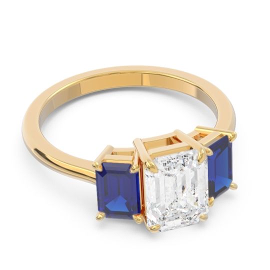 Three Stone Emerald Cut Lepakara Ring