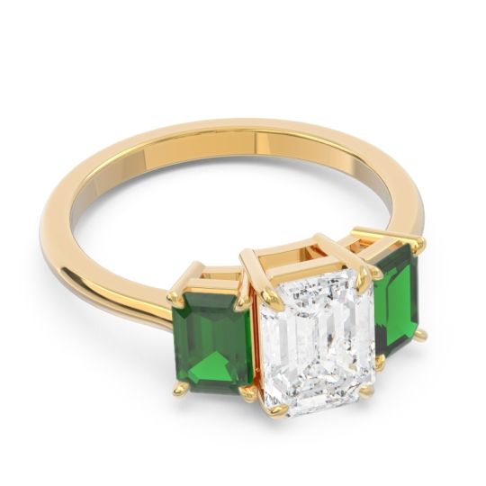 Three Stone Emerald Cut Lepakara Ring