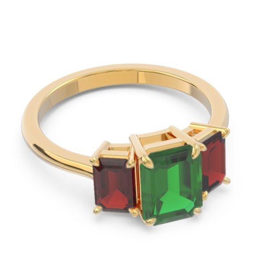 Three Stone Emerald Cut Lepakara Ring