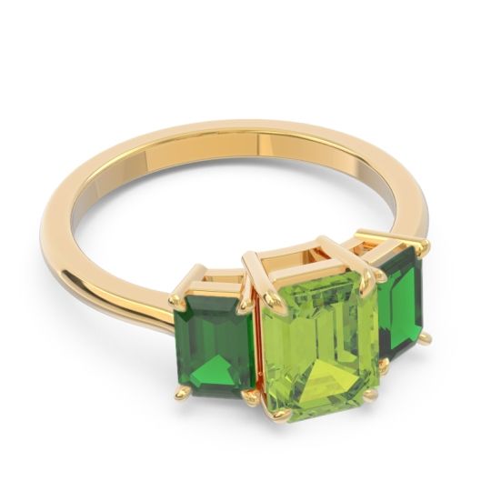 Three Stone Emerald Cut Lepakara Ring