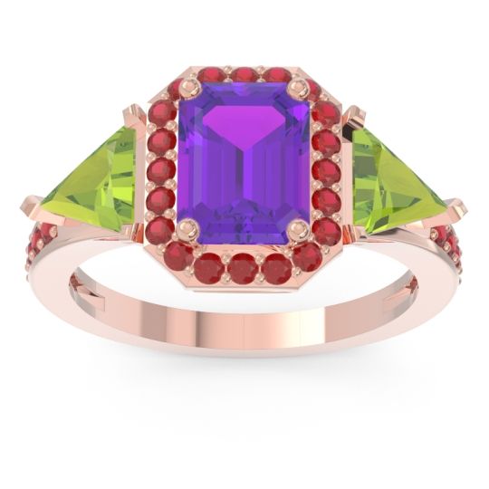 Art Deco Three Stone Halo Devi Ring