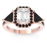 Art Deco Three Stone Halo Devi Ring