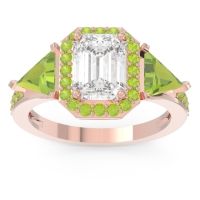 Art Deco Three Stone Halo Devi Ring