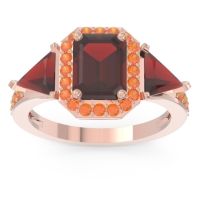 Garnet Ring In 18K Rose Gold With Citrine Devi Emerald Three-stone Ring