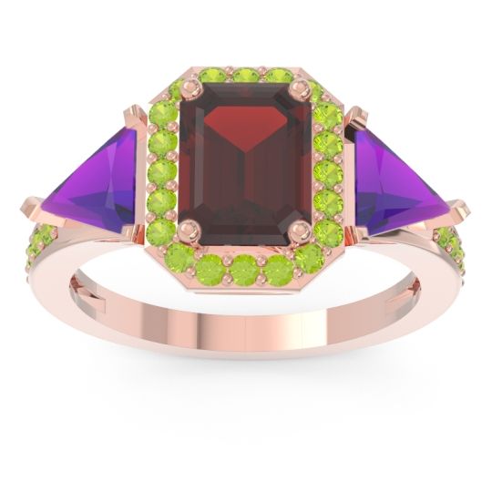 Art Deco Three Stone Halo Devi Ring