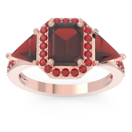 Art Deco Three Stone Halo Devi Ring