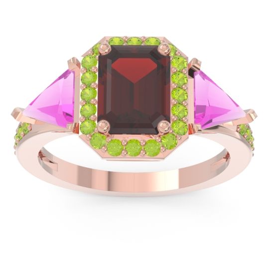 Art Deco Three Stone Halo Devi Ring