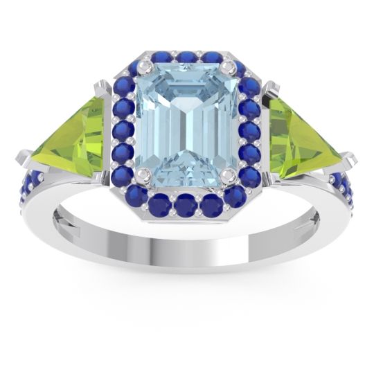 Art Deco Three Stone Halo Devi Ring