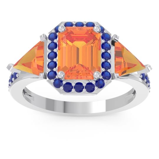 Art Deco Three Stone Halo Devi Ring