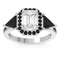Art Deco Three Stone Halo Devi Ring