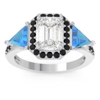Art Deco Three Stone Halo Devi Ring