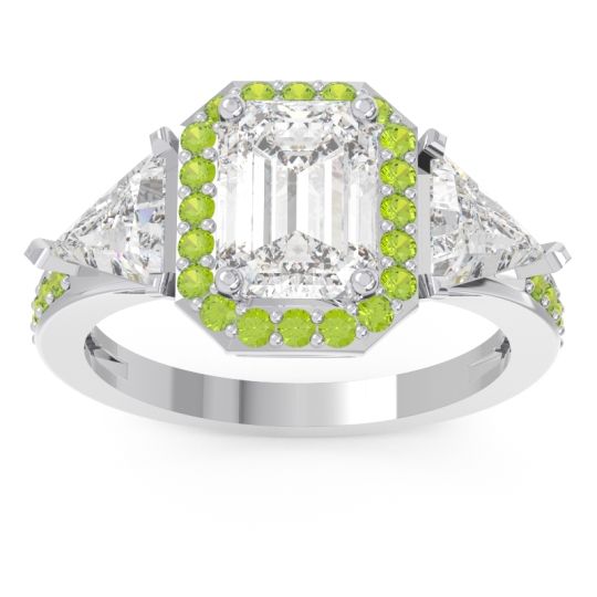 Art Deco Three Stone Halo Devi Ring