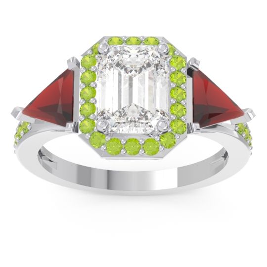Art Deco Three Stone Halo Devi Ring