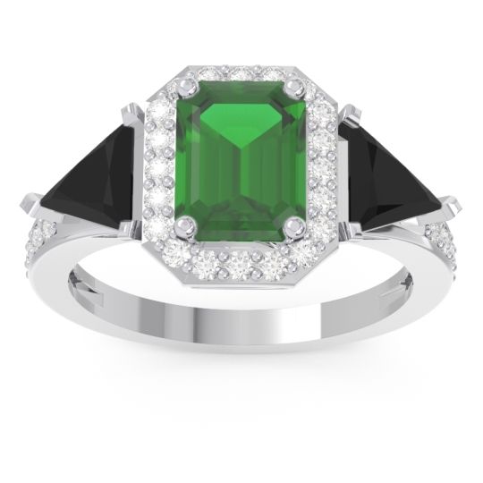 Art Deco Three Stone Halo Devi Ring