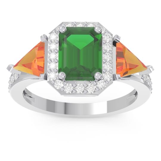 Art Deco Three Stone Halo Devi Ring