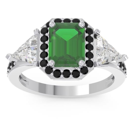 Art Deco Three Stone Halo Devi Ring