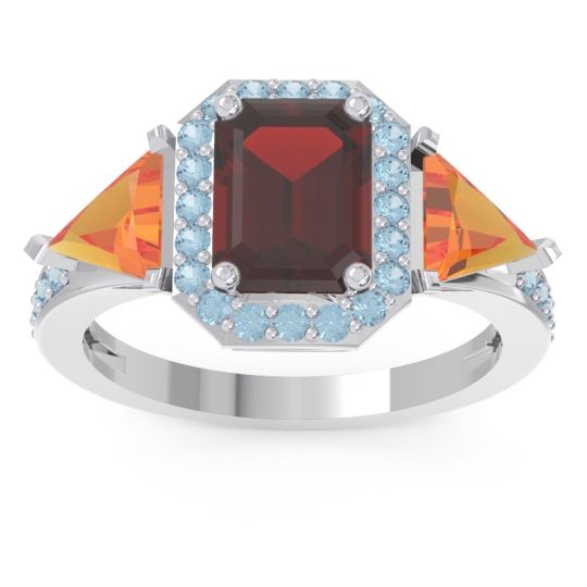 Art Deco Three Stone Halo Devi Ring