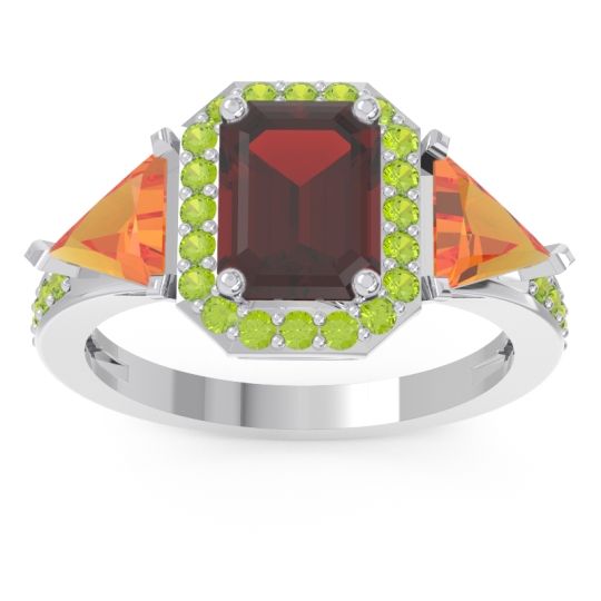 Art Deco Three Stone Halo Devi Ring