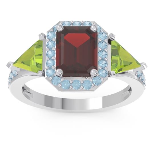 Art Deco Three Stone Halo Devi Ring