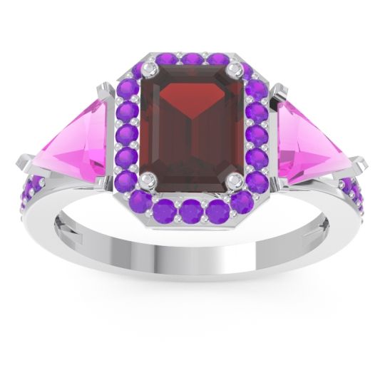 Art Deco Three Stone Halo Devi Ring