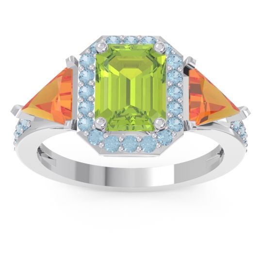 Art Deco Three Stone Halo Devi Ring