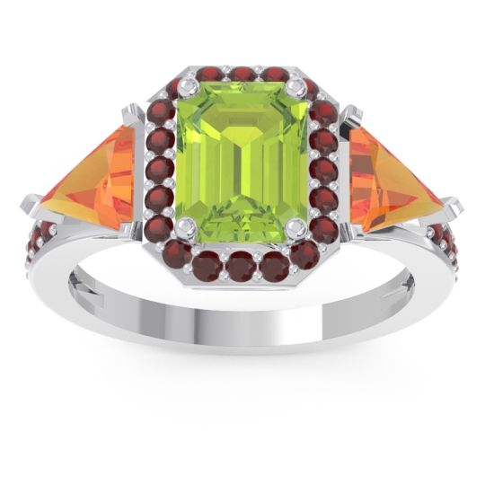 Art Deco Three Stone Halo Devi Ring