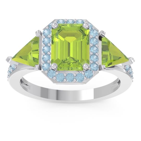 Art Deco Three Stone Halo Devi Ring