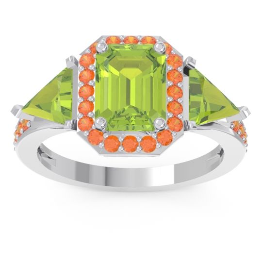 Art Deco Three Stone Halo Devi Ring
