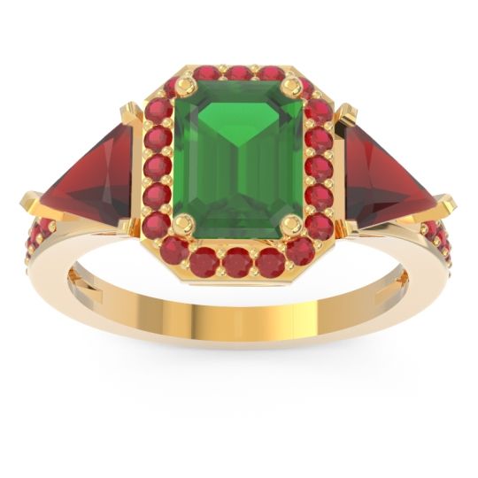 Art Deco Three Stone Halo Devi Ring