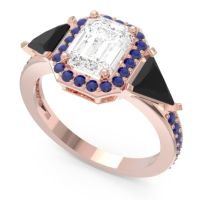 Art Deco Three Stone Halo Devi Ring