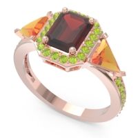 Art Deco Three Stone Halo Devi Ring