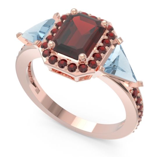 Art Deco Three Stone Halo Devi Ring