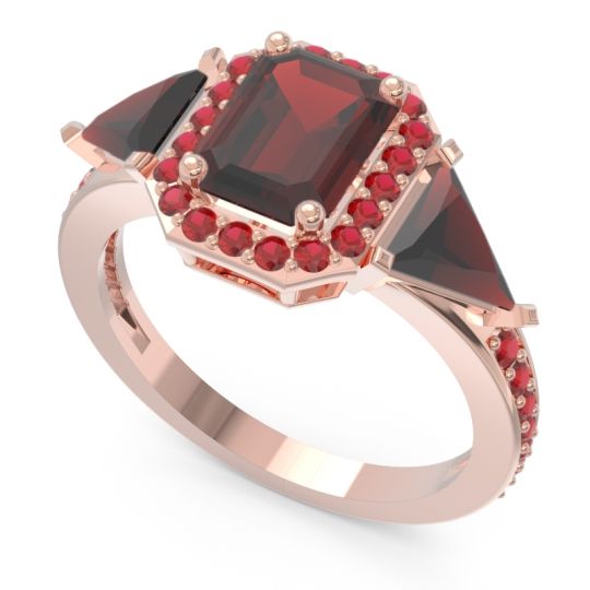 Art Deco Three Stone Halo Devi Ring