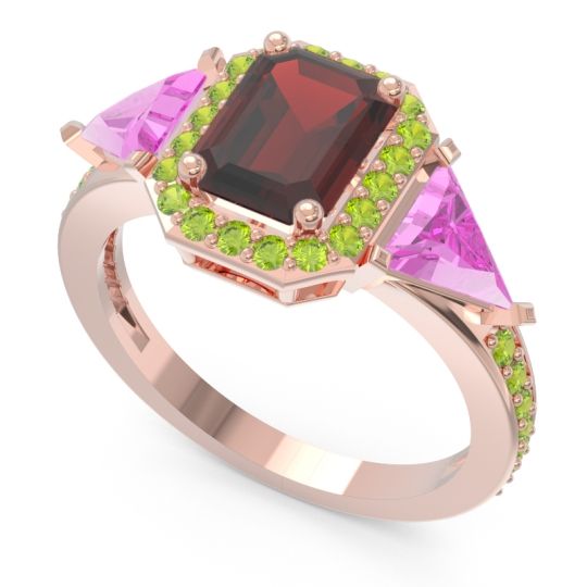 Art Deco Three Stone Halo Devi Ring