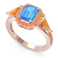 Art Deco Three Stone Halo Devi Ring