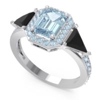 Art Deco Three Stone Halo Devi Ring