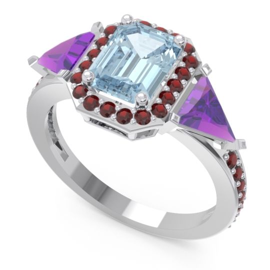 Art Deco Three Stone Halo Devi Ring