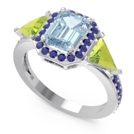 Art Deco Three Stone Halo Devi Ring