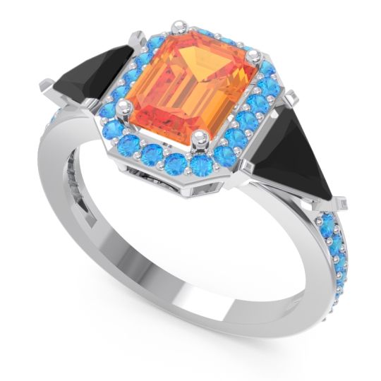 Art Deco Three Stone Halo Devi Ring