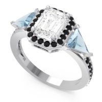 Art Deco Three Stone Halo Devi Ring