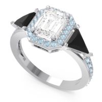 Art Deco Three Stone Halo Devi Ring