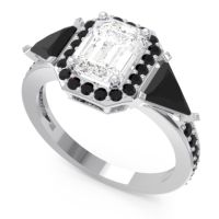 Art Deco Three Stone Halo Devi Ring